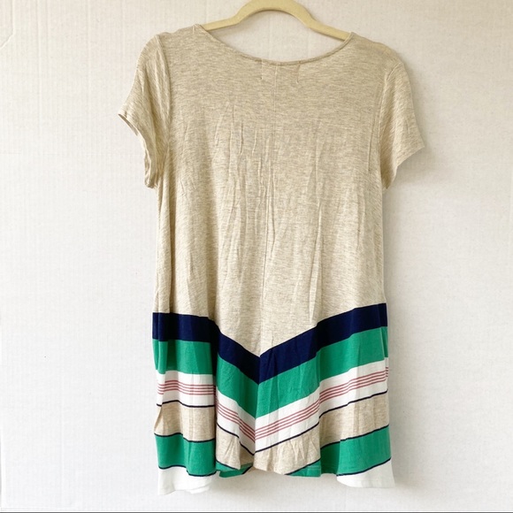 Anthro | Puella | Oatmeal Green Stripes Swing Top Size Medium M - Picture 3 of 6